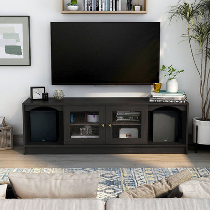 Elm Wood TV Stand with Cable Management in Espresso