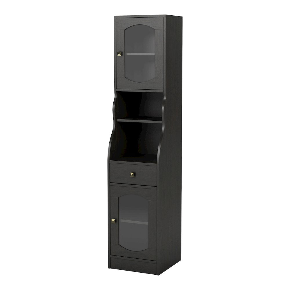 Elm Multi-Storage Wood Tower Cabinet in Espresso