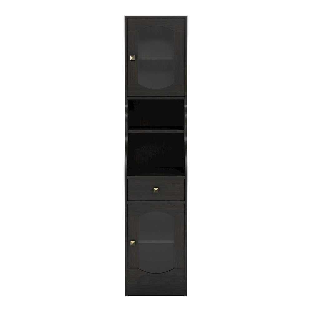 Elm Multi-Storage Wood Tower Cabinet in Espresso