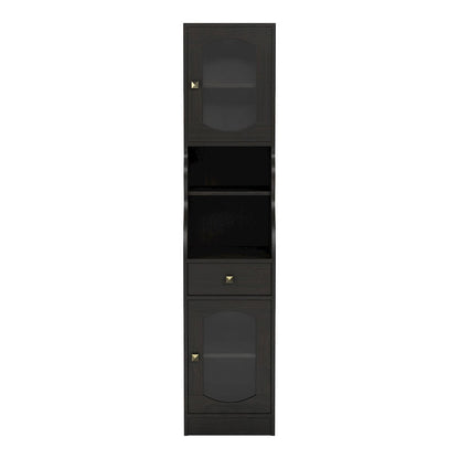 Elm Multi-Storage Wood Tower Cabinet in Espresso