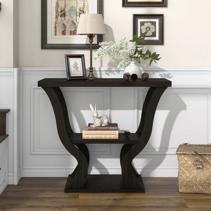 Bell Wood Console Sofa Entrance Table in Espresso