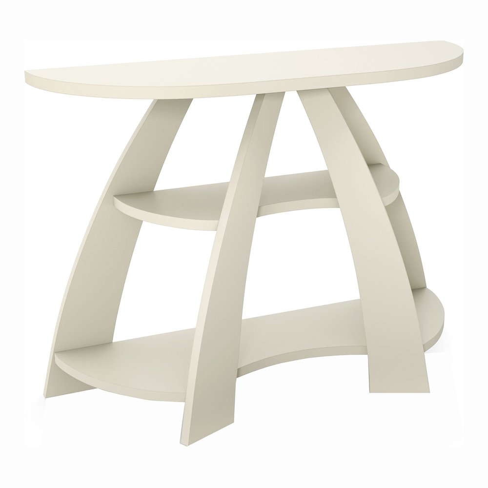 Bianca Contemporary Half Moon Wood Storage Console Table