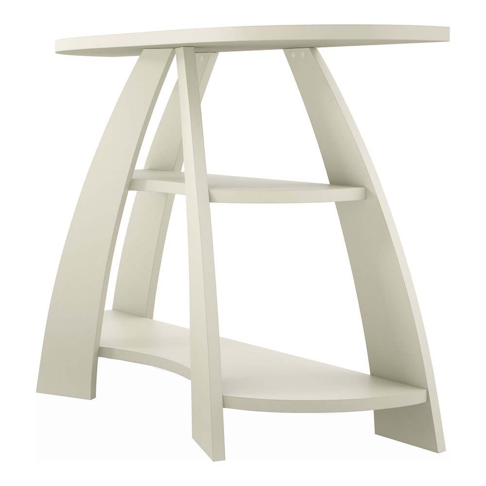 Bianca Contemporary Half Moon Wood Storage Console Table