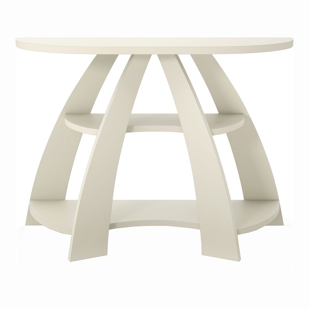 Bianca Contemporary Half Moon Wood Storage Console Table