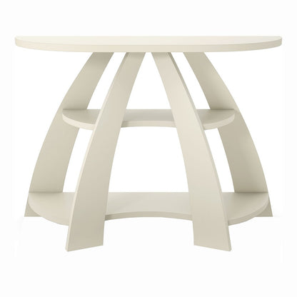 Bianca Contemporary Half Moon Wood Storage Console Table
