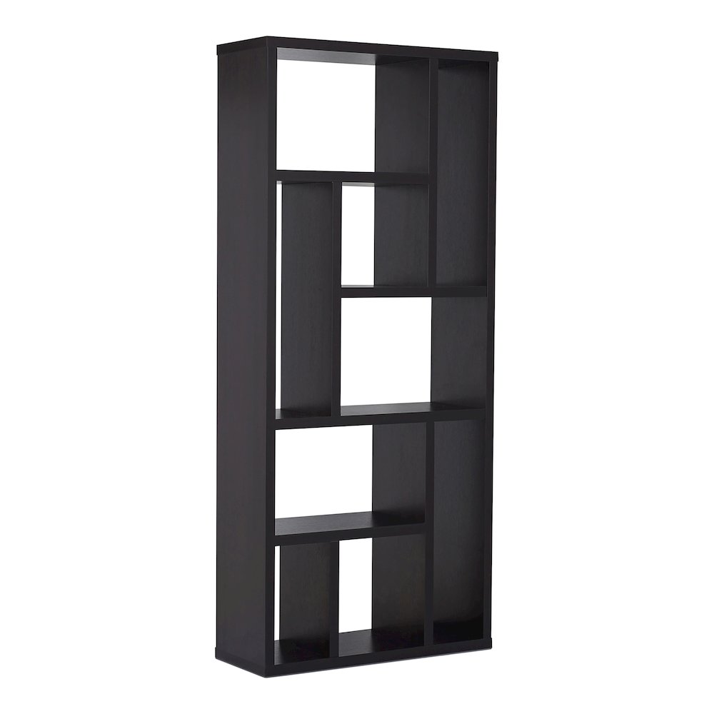 Olson Wood 9-Shelf Display Bookcase in Cappuccino