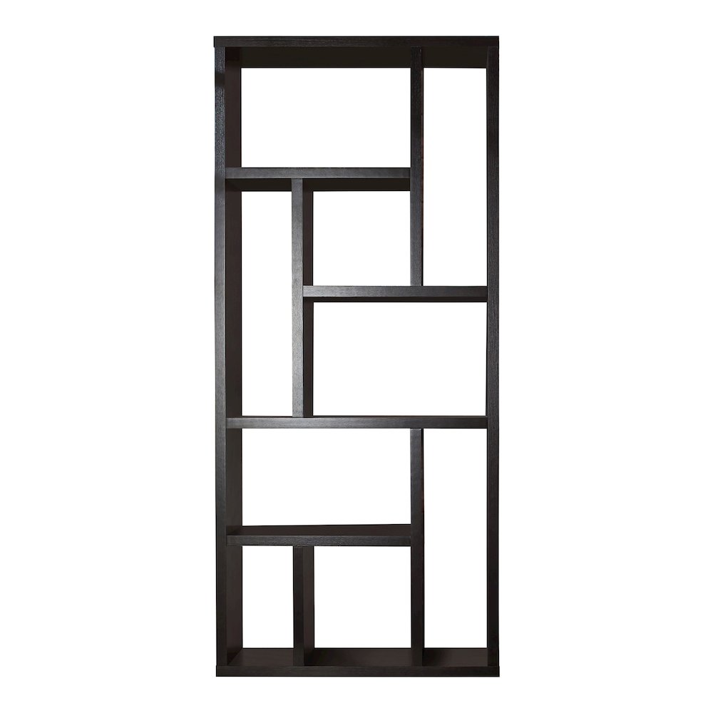 Olson Wood 9-Shelf Display Bookcase in Cappuccino