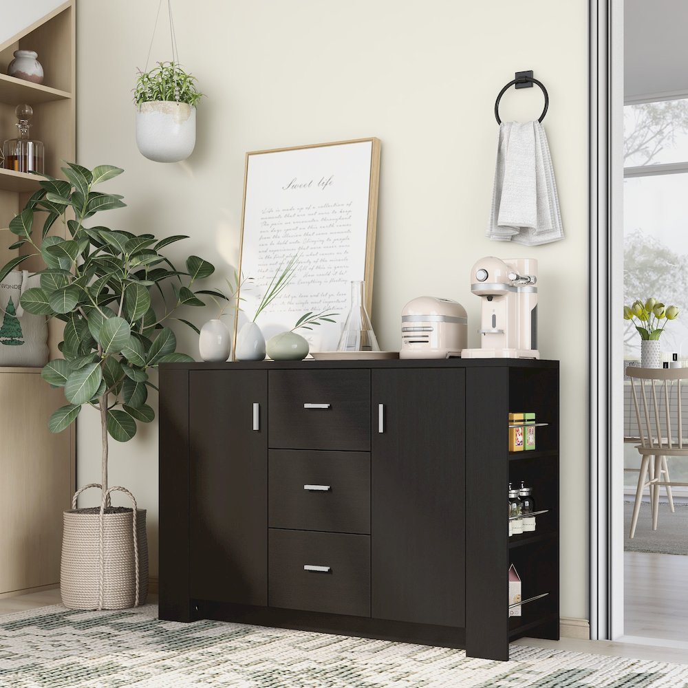 Nathan Modern Wood Multi-Storage Buffet in Cappuccino