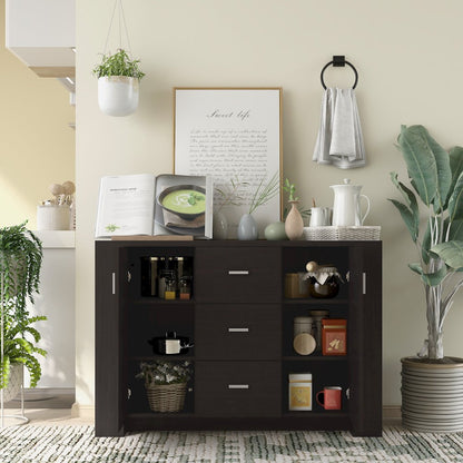 Nathan Modern Wood Multi-Storage Buffet in Cappuccino