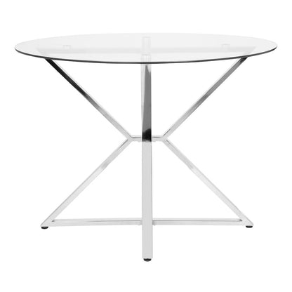 Leonisis Glass Top Round Dining Table in Chrome