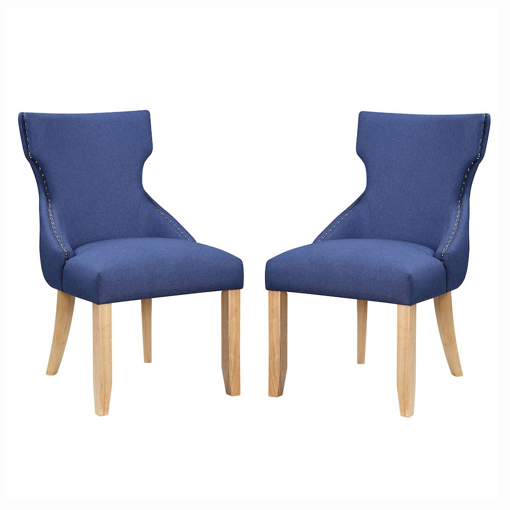 Glanz Linen Fabric Wing-Back Side Chair (Set of 2)