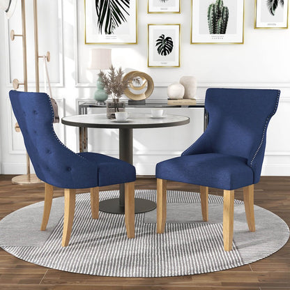Glanz Linen Fabric Wing-Back Side Chair (Set of 2)