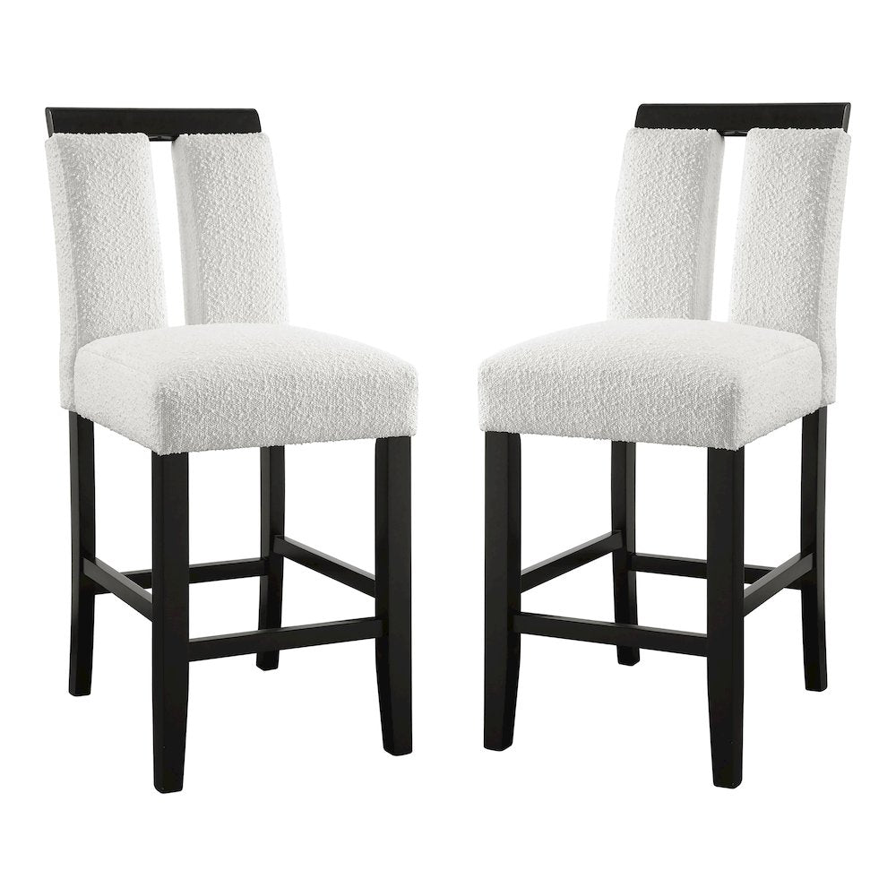 Prat Boucle Upholstered Counter Chairs in Black (Set of 2)