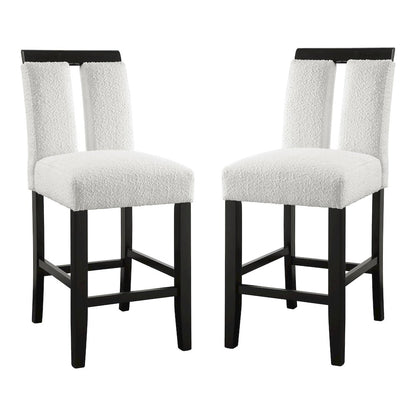 Prat Boucle Upholstered Counter Chairs in Black (Set of 2)
