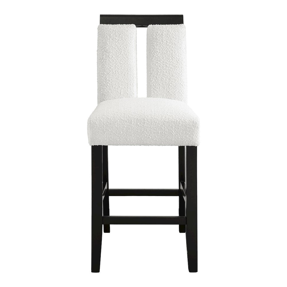 Prat Boucle Upholstered Counter Chairs in Black (Set of 2)