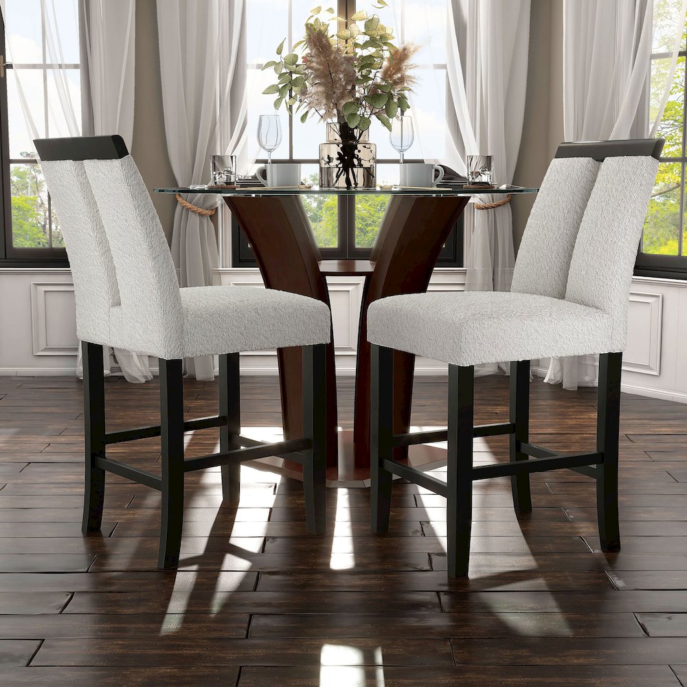 Prat Boucle Upholstered Counter Chairs in Black (Set of 2)