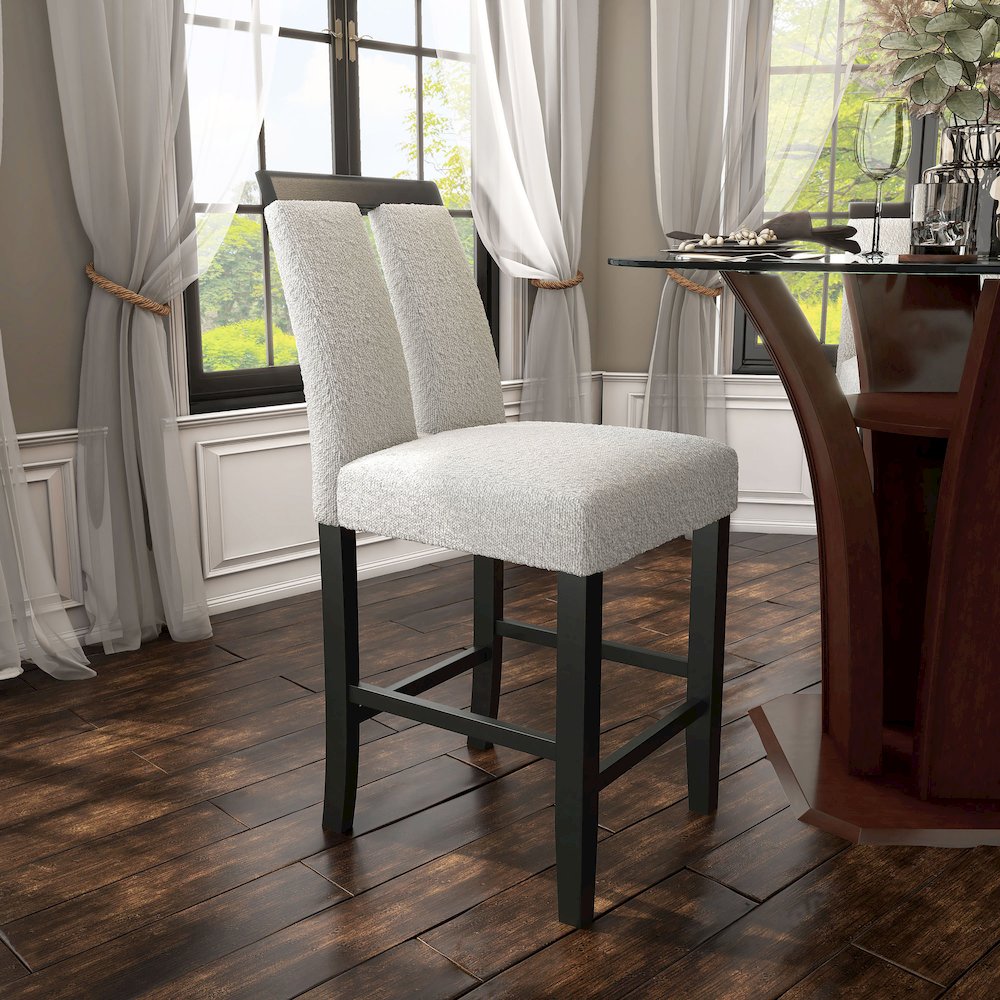 Prat Boucle Upholstered Counter Chairs in Black (Set of 2)