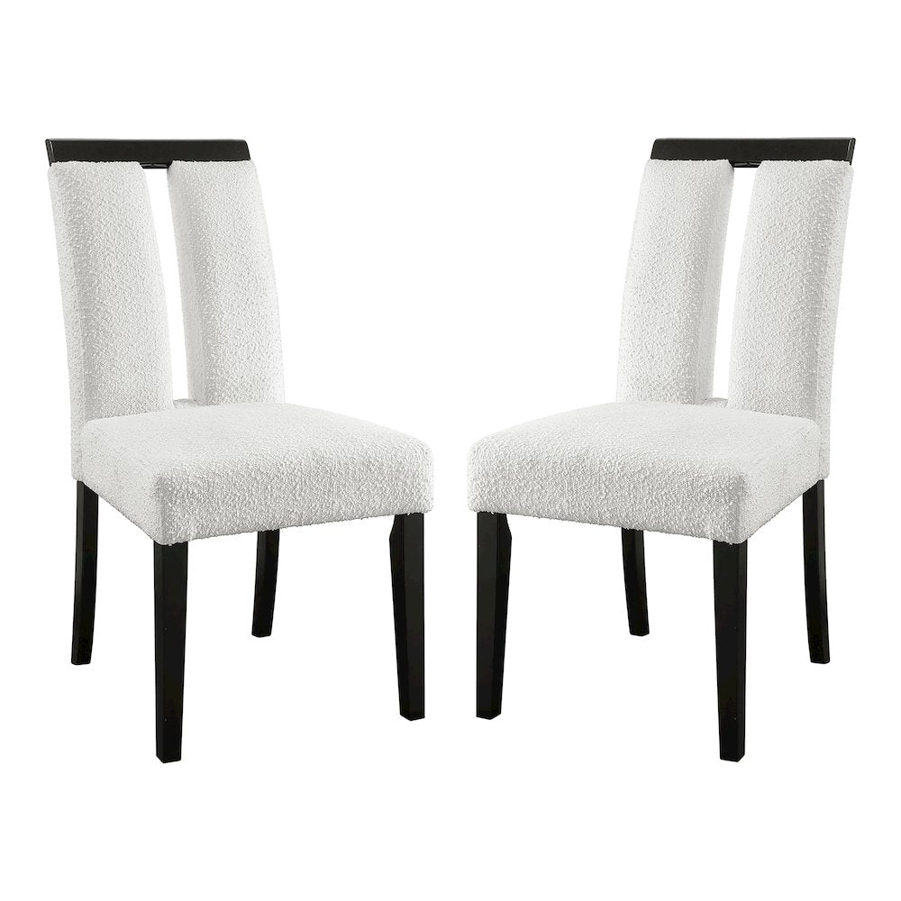 Prat Boucle Upholstered Side Chairs in Black (Set of 2)