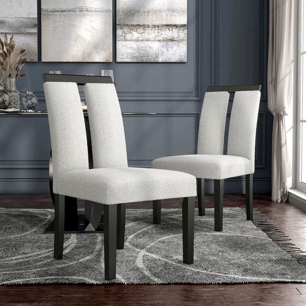 Prat Boucle Upholstered Side Chairs in Black (Set of 2)