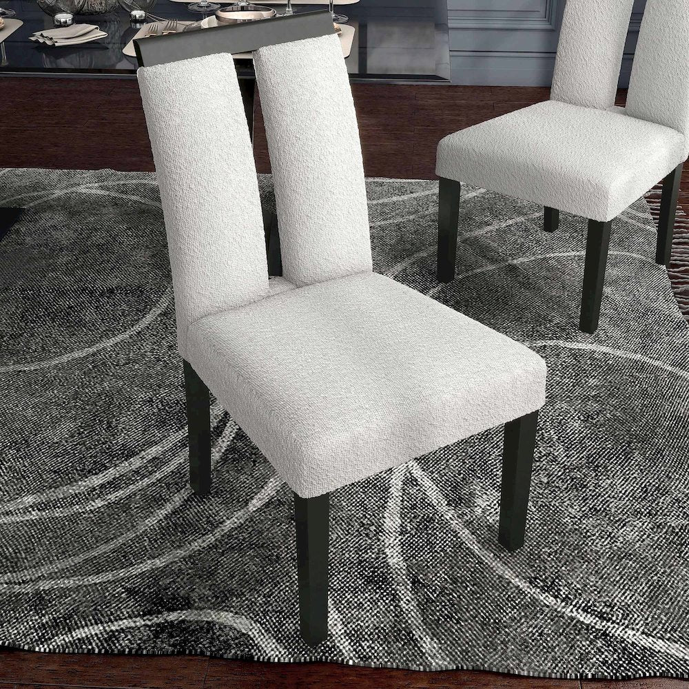 Prat Boucle Upholstered Side Chairs in Black (Set of 2)