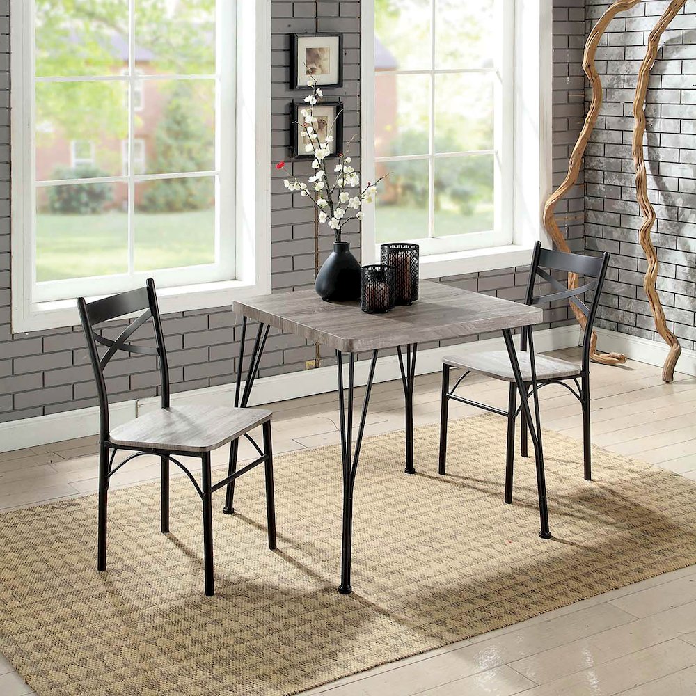 Kelle Transitional Metal 3-Piece Dining Set