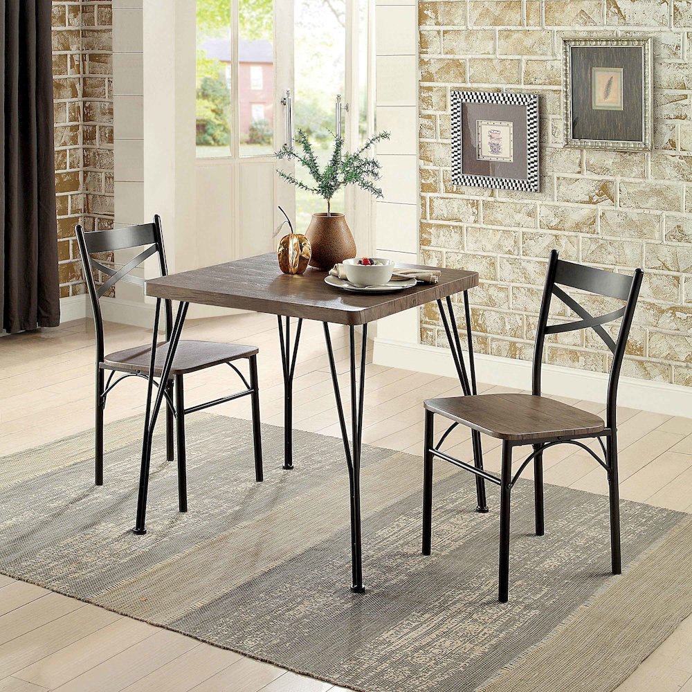 Kelle Transitional Metal 3-Piece Dining Set