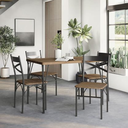Kelle Transitional Metal 5-Piece Dining Set in Dark Bronze