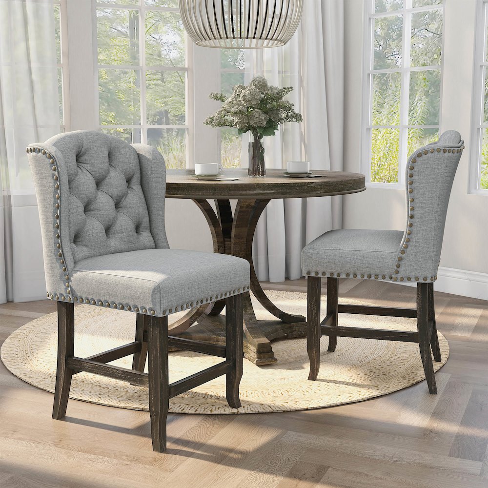 Sinuata Fabric Wingback Counter Chair (Set of 2)
