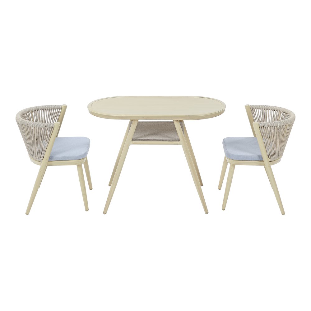 Morah Aluminum 3-Piece Outdoor Dining Table Set in Brown