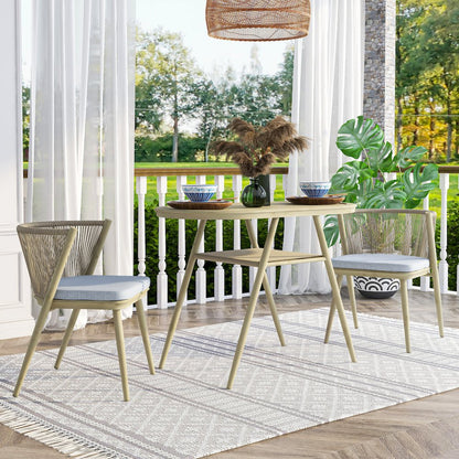 Morah Aluminum 3-Piece Outdoor Dining Table Set in Brown