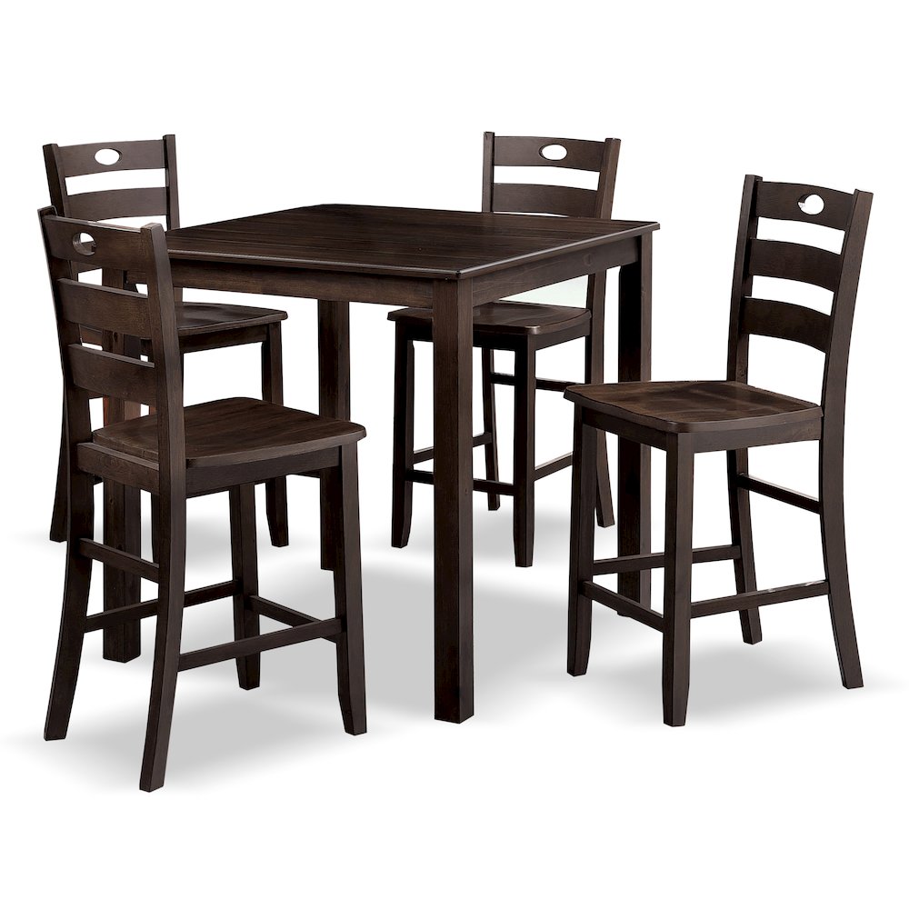 Haarven Wood 5-Piece Counter Height Dining Table Set, Brown