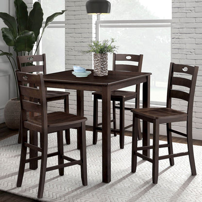 Haarven Wood 5-Piece Counter Height Dining Table Set, Brown