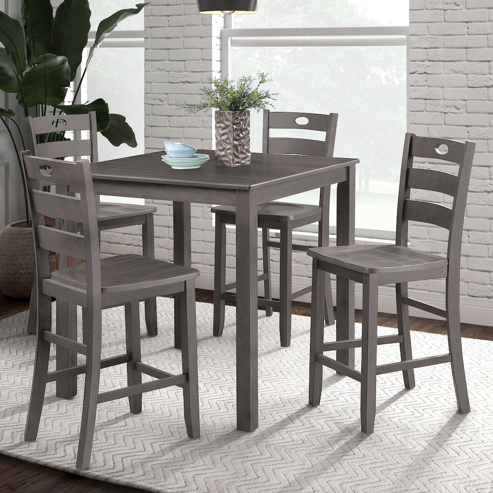 Haarven Wood 5-Piece Counter Height Dining Table Set, Grey