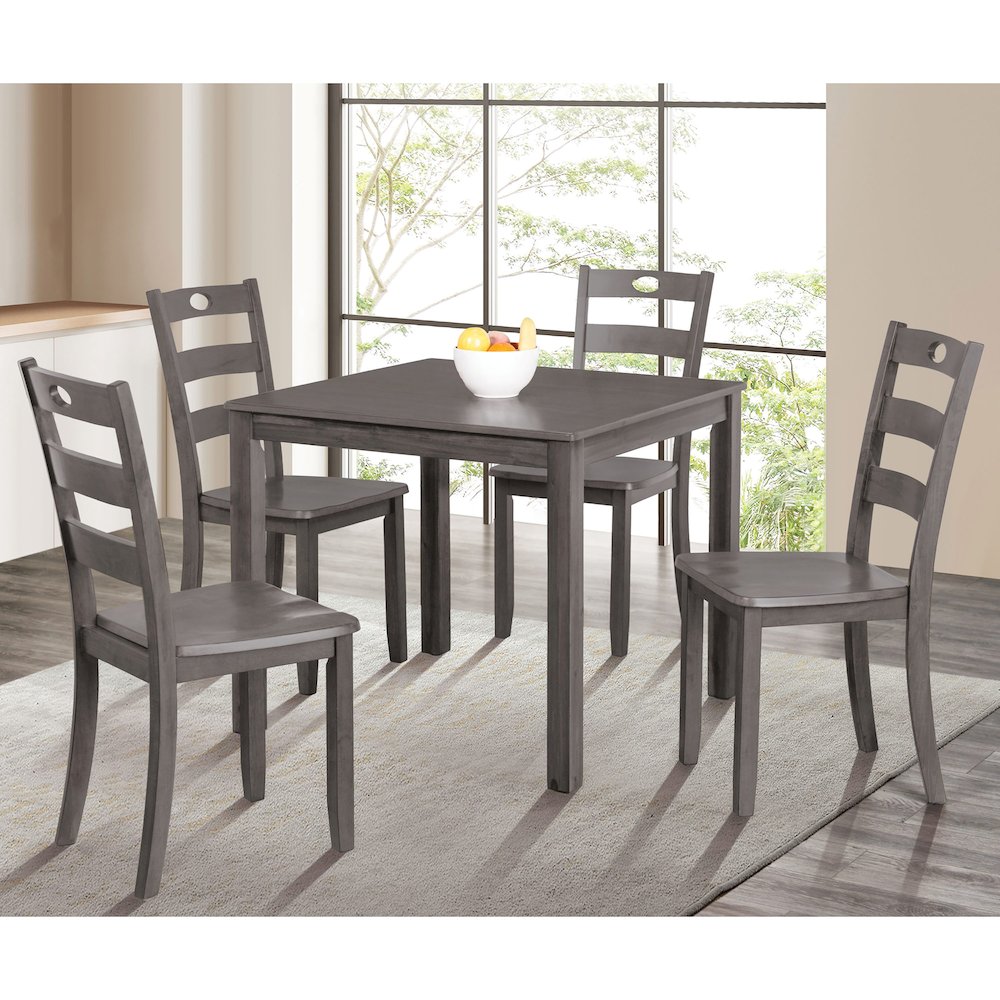 Haarven Wood 5-Piece Dining Table Set, Grey