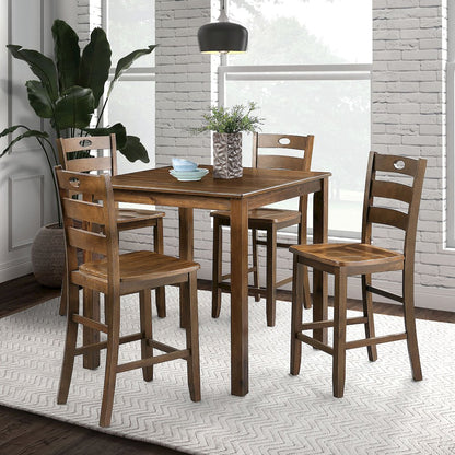 Haarven Wood 5-Piece Counter Height Dining Table Set, Brown