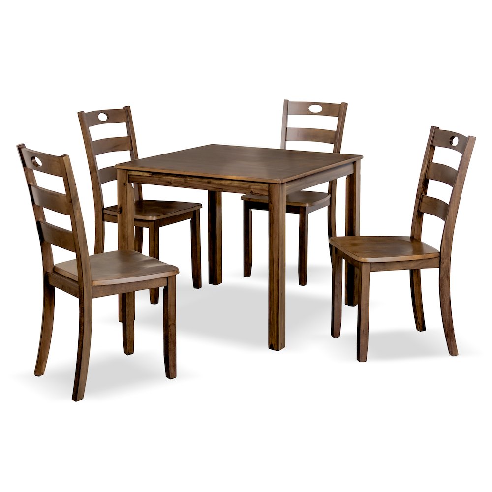 Haarven Wood 5-Piece Dining Table Set, Brown