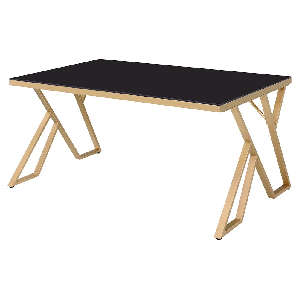 Egala Modern Black Glass Top Dining Table