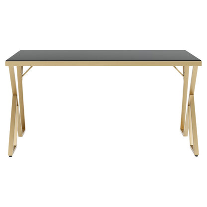 Egala Modern Black Glass Top Dining Table