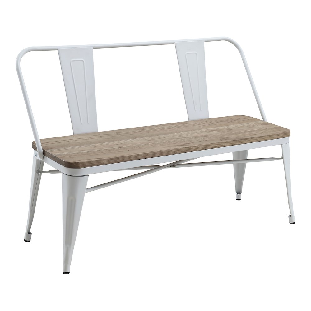 Mayfield Industrial Metal Base Dining Bench in White