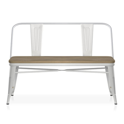 Mayfield Industrial Metal Base Dining Bench in White