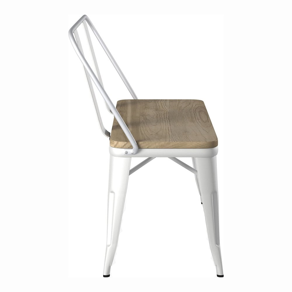 Mayfield Industrial Metal Base Dining Bench in White