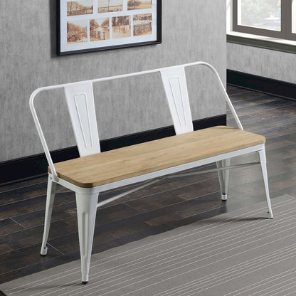 Mayfield Industrial Metal Base Dining Bench in White