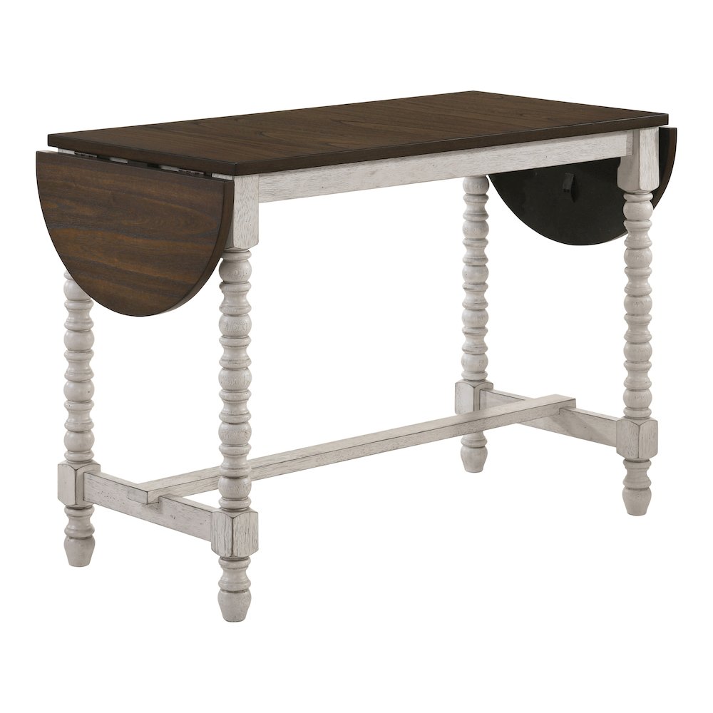 Birch Wood Counter Height Table With Drop Leaf in Walnut