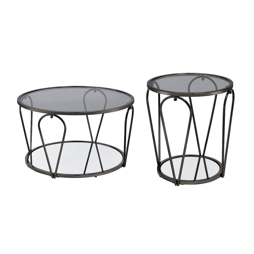 Miffa Contemporary Metal 2-Piece Coffee Table Set