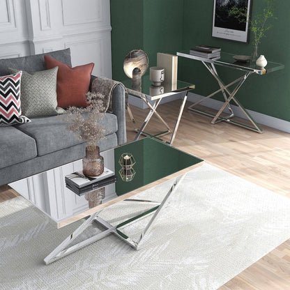 Glanz Metal 3-Piece Coffee Table Set in Chrome