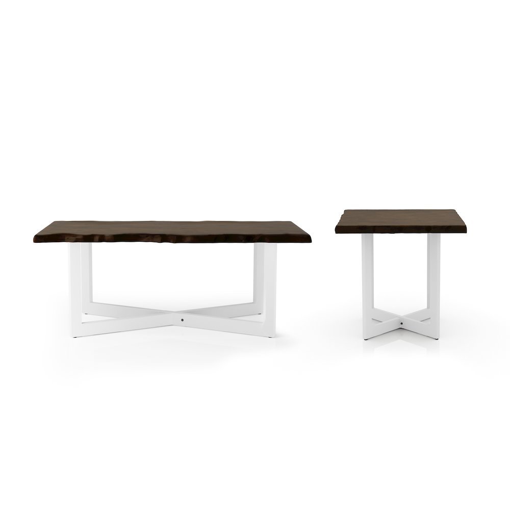 Baletto Wood 2-Piece Coffee Table Set in Oak and White