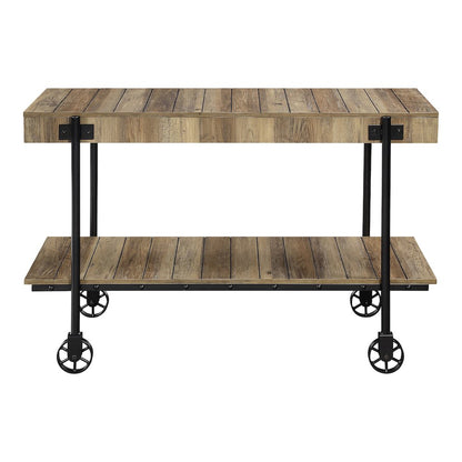 Acres Wood Console Table with Metal Black Wheels