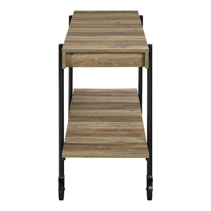 Acres Wood Console Table with Metal Black Wheels