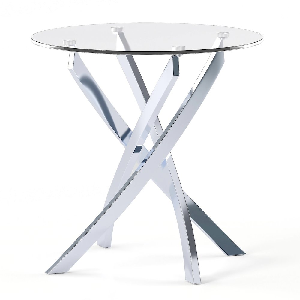 Cheatham Contemporary Glass Top End Table in Chrome
