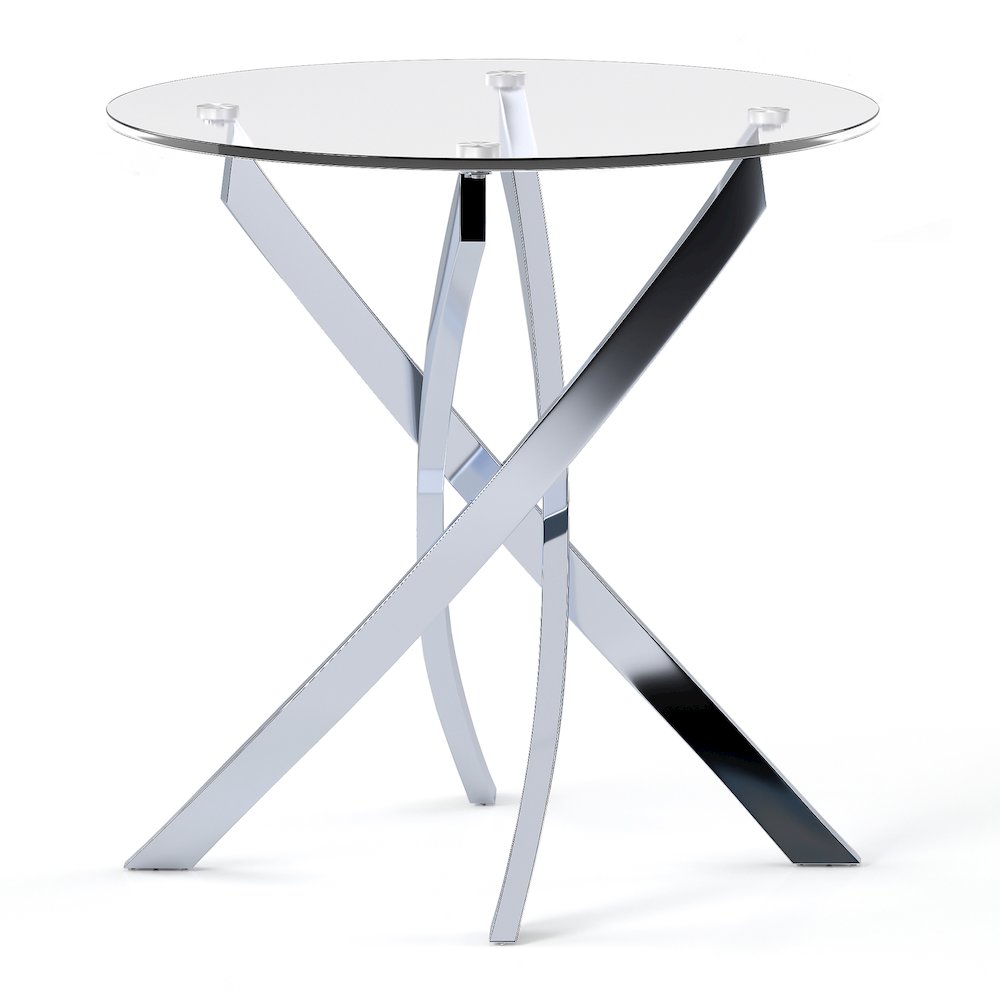 Cheatham Contemporary Glass Top End Table in Chrome